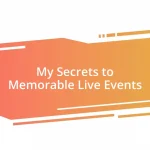 My Secrets to Memorable Live Events